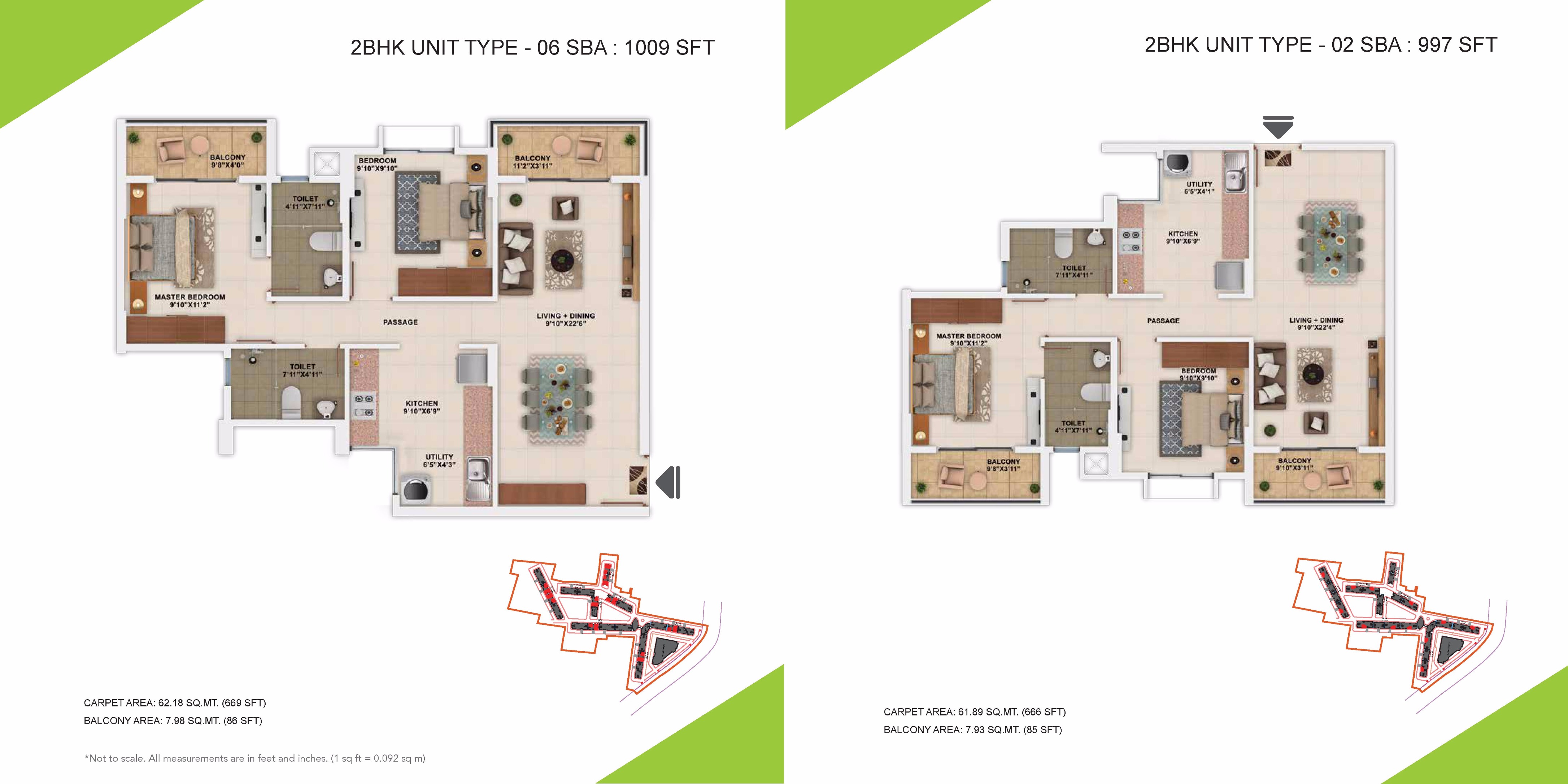 2 BHK Floor Plan – Sattva Park Cubix